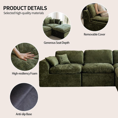 Cloud Sectional Couch for Living Room, Modern L-Shape Sofa with Back Cushion, Oversized Convertible Deep Chenille Seater Modular Couches7