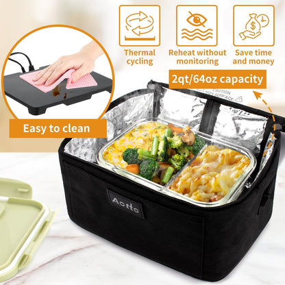 Portable Oven, Electric Lunch Box Food Heater - 12V/24V/110V 3-In-1 Car Food Warmer - Mini Personal Microwave Heated Lunch Box Warmer for Car, Truck, Travel, Office & Home Use - Black5