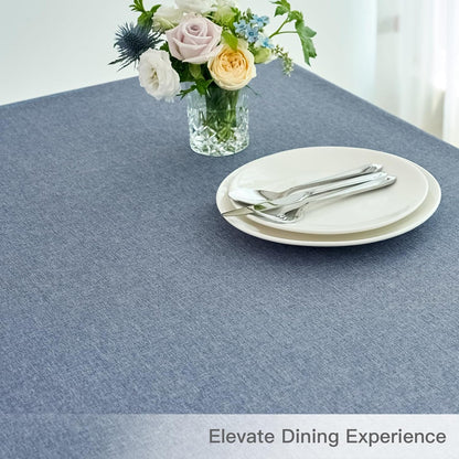 Linen Texture Tablecloth Water Resistant Antiwrinkle Spillproof Wipeable Washable Soft Fabric Table Cloth for Dining Room, Buffet Banquet Party Holiday, Rectangular 60 X 108 Inch, Demin Blue8