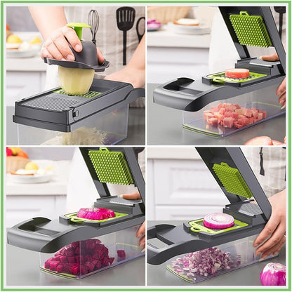 Vegetable Cutter Multifunctional Dicing Blades Slicer Shredder Fruit Peeler Potato Cheese Drain Grater Chopper Kitchen Tools(Pink)2