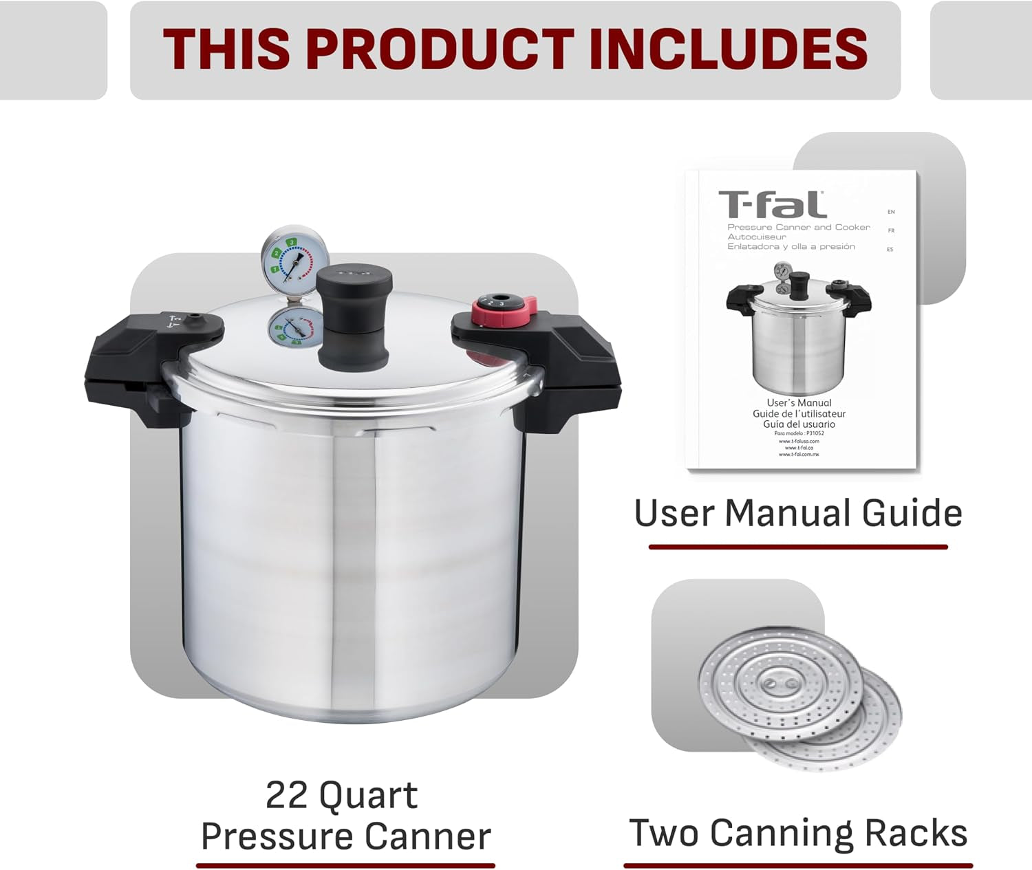 22-quart-aluminum-pressure-canner-3-psi-settings-home-canning-includes-racks-canning-guide-large-capacity-pressure-water-bath-canning-for-vegetables-meats-seafood-fruits-silver