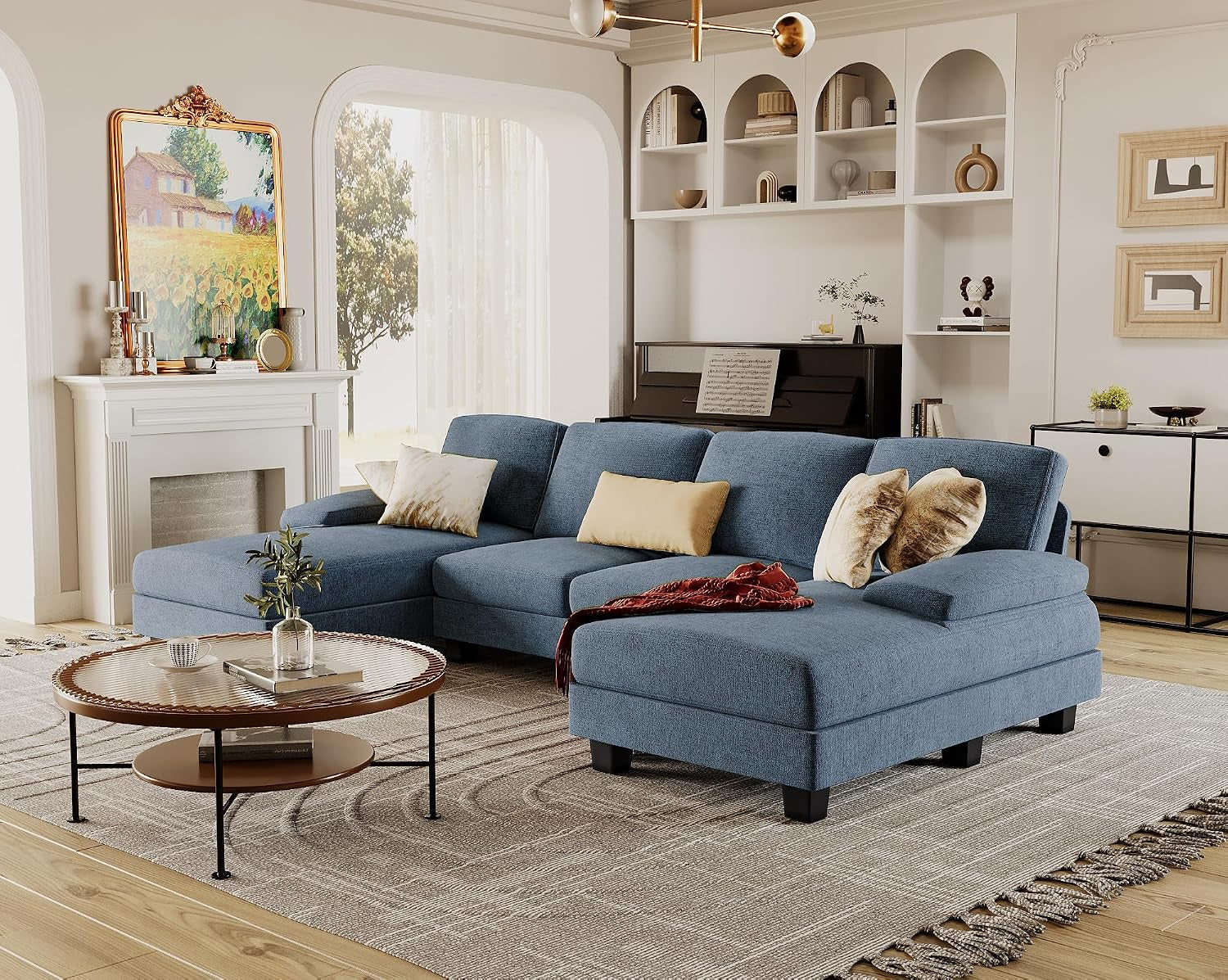 sectional-couches-for-living-room-chenille-light-blue