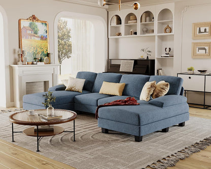 Sectional Couches for Living Room, Chenille, Light Blue6
