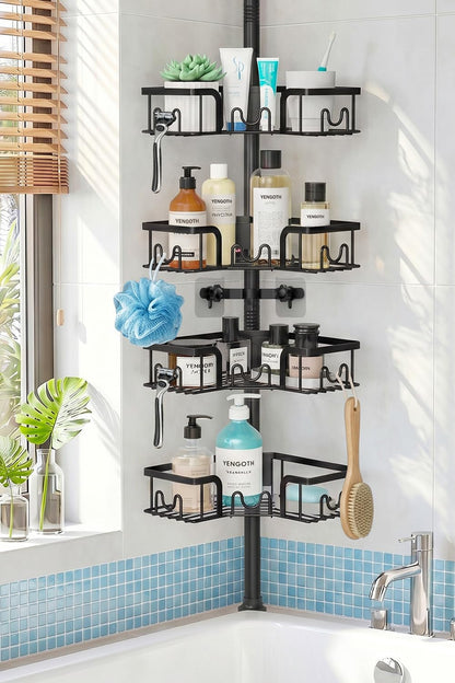 Corner Shower Caddy with Tension Pole,Rustproof Bathroom Organizer Shelves1