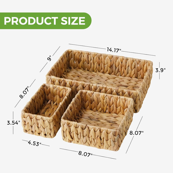 Wicker Storage Baskets Set of 3, Large and Small Wicker Pantry Baskets Set2