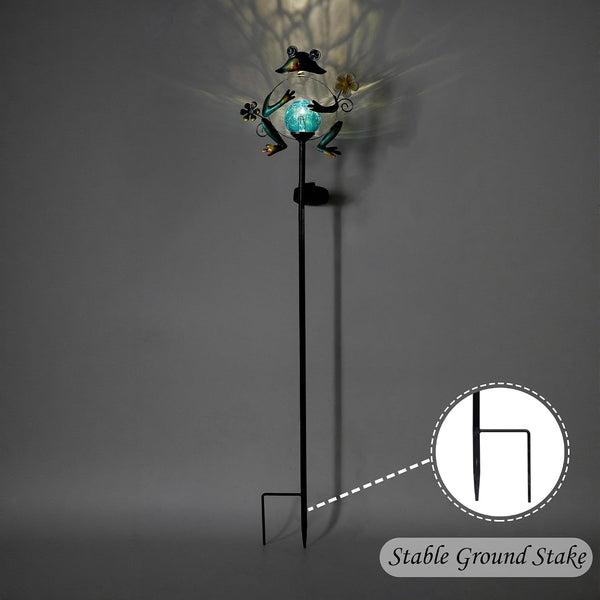 31-Inch Solar Frog Garden Stake with LED Lights, Metal Whimsical Frog Decor for Lawn & Flower Beds, Cute Amphibian Yard Art with Ground Spike, Outdoor Solar Light for Garden Pathway9