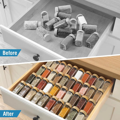 Spice Drawer Organizer 4 Tier, Acrylic Seasoning Organizer Rack, Small | Clear Spice Rack Tray, Kitchen Seasoning Jars Drawers Insert (Jars Not Included/ Expandable from 9" to 18")3
