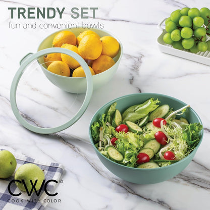 Mixing Bowls with Lids - 12 Piece Plastic Nesting Bowls Set Includes 6 Prep Bowls and 6 Lids, Microwave Safe Mixing Bowl Set, Sage Tritan Lid5