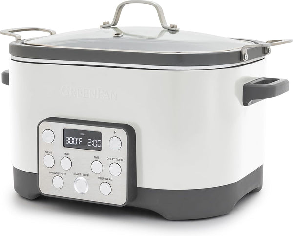 Electric 6QT Slow Cooker with Lid, Ceramic Nonstick Pfas-Free Removable Pot, 5-In-1 Multifunction Design, In-Pot-Browning, Keep Warm Setting, Dishwasher & Oven Safe Inner Bowl, Cream1