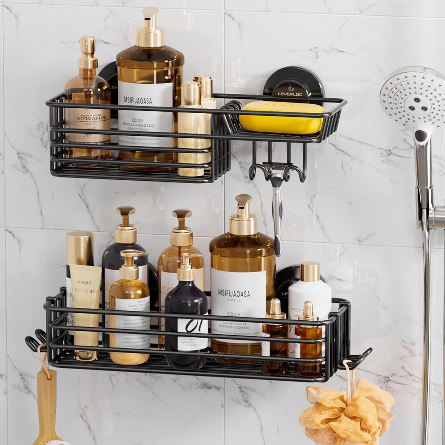 shower-caddy-suction-cup-2-pack-shower-shelves-for-inside-shower-with-hooks-soap-holder-no-drilling-bathroom-shower-organizer-rustproof-meatl-shower-holder-storage-black