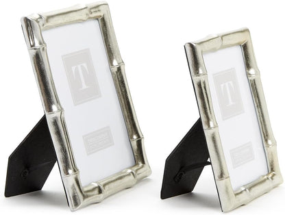 Set of 2 Silver Faux Bamboo Photo Frame, Includes 2 Sizes, 4X6 and 5X7 Inches, Resin and Glass, Home Decor Accessories4