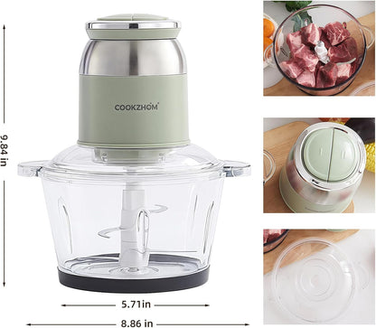 Green Food Processor,500W Electric Meat Grinder with 8 Cup Glass Bowl and 4 Sharp Blades, Food Chopper & Vegetable Chopper for Home Use,Meat Processor, Vegetables, Fruits and Nuts3