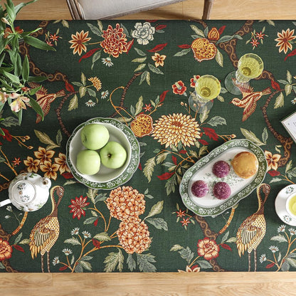 Designer Linen Green Square Small Tablecloth,55"X55"-Mitchell4