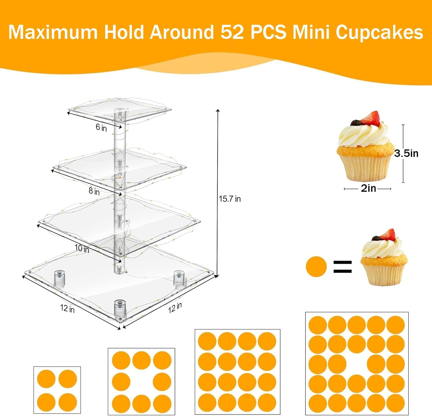 cupcake-stand-with-yellow-led-lights-4-tier-cupcake-stand-for-50-cupcakes-acrylic-cupcake-tower-stand-clear-tiered-cupcake-holder-for-birthday-candy-bar-decor-weddings-parties-events