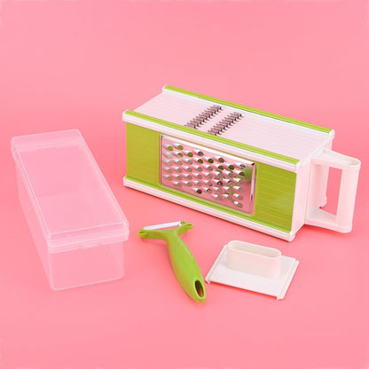 5 in 1 Multifunctional Shredding Vegetable Machine Portable Grater Kitchen Tool for Slicing Chopping Decorating Small Peeler Storage Box Green White9