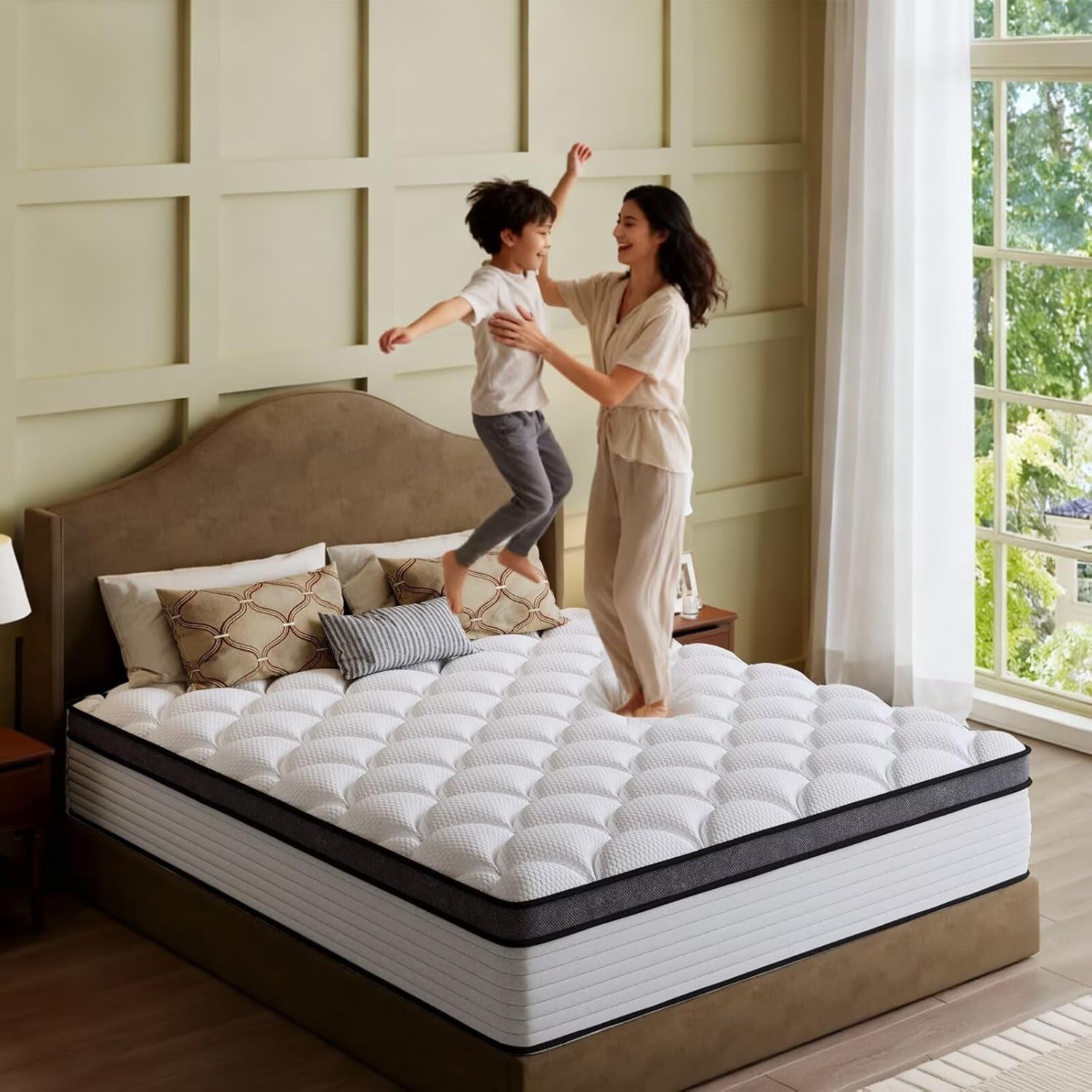 full-size-mattress-14-inch-hybrid-bed-in-a-box-green-tea-cooling-gel-memory-foam-certipur-us-certified-fiberglass-free-pressure-relief-for-back-pain-breathable-safe-sleep
