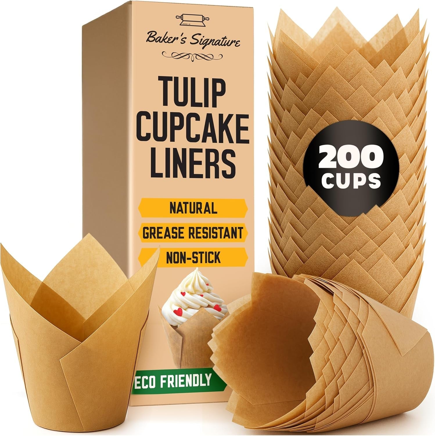 tulip-cupcake-liners-muffin-liners-for-baking-by-200pcs-of-parchment-paper-cups-wrappers-perfect-size-sturdy-greaseproof-easy-to-use-wedding-decor-natural-brown