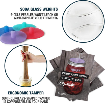 Complete Mason Jar Fermentation Kit - Pickle Kit, Sauerkraut Making Kit Kimchi Container - Fermentation Airlock Lids Wide Mouth Mason Jars4
