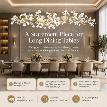 L98.42 Large Modern Chandelier for Dining Room, 20-Light Copper Tree Branch Chandeliers, Ginkgo Leaf Chandeliers, H65 Brass Chandelier for Restaurants, Hotelsand, Clubs, Living Room5