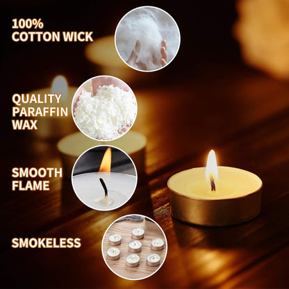 '- Tea Light Candles 30 Pack – Unscented Long Lasting 2.5 Hour Burn – White Smokeless Tealights for Decoration, Holiday, Party, Wedding, Home Use3