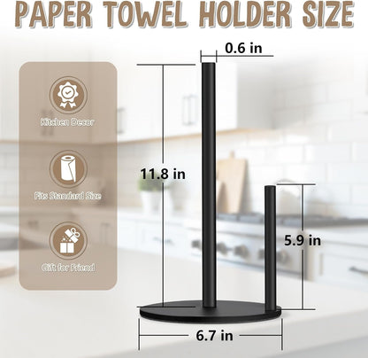 Black Paper Towel Holder, Countertop Paper Towel Holder with Weighted Base4