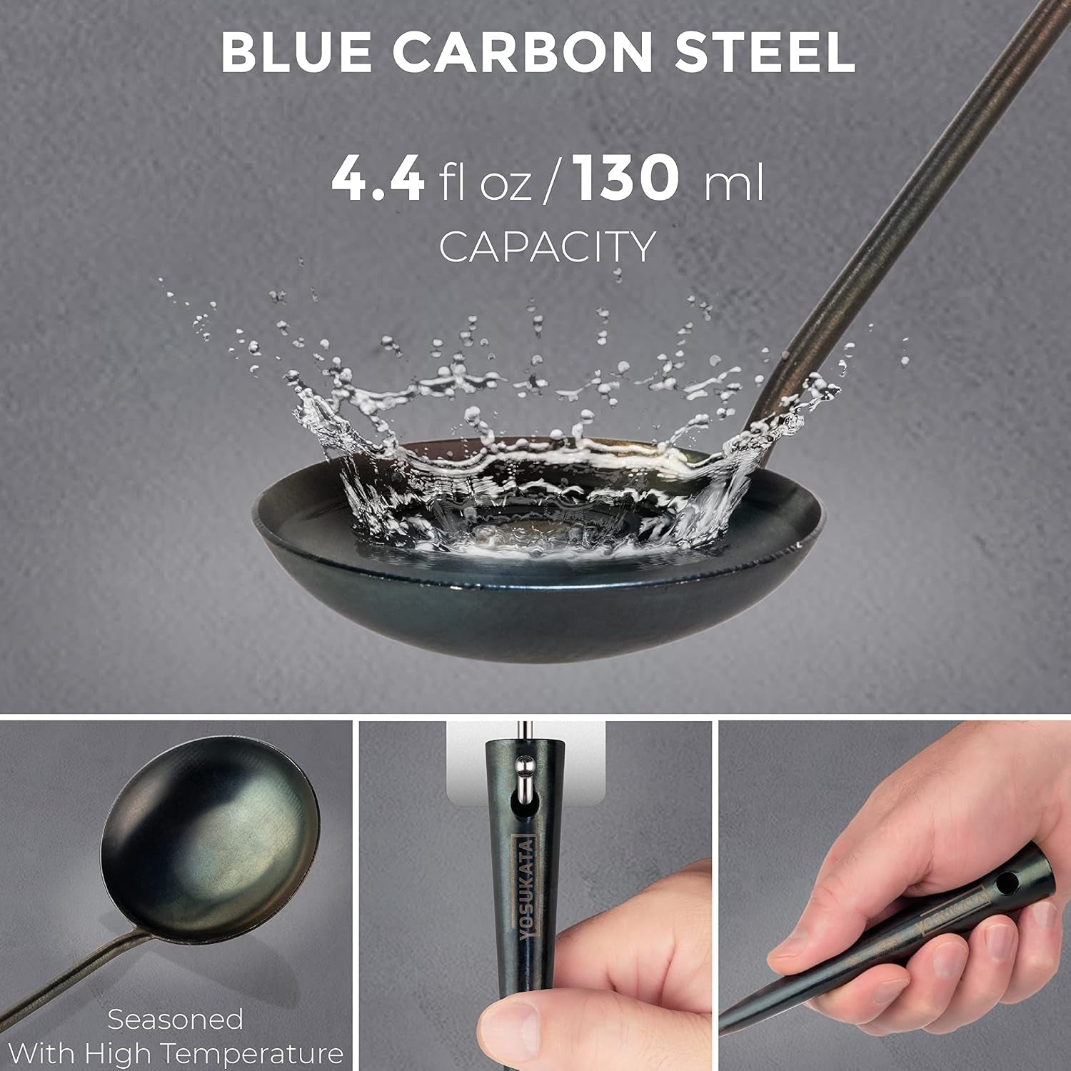 black-carbon-steel-wok-pan-14-round-bottom-with-lid-13-6-inch-premium-stainless-cover-pre-seasoned-blue-carbon-steel-17-inch-spatula-ladle-3-pairs-of-chopsticks