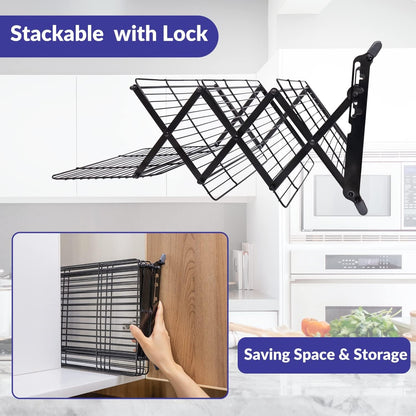 2/3/4-Tier Upgraded Collapsible Cooling Rack with Adjustable 3 Setting Design Stackable Roasting Cooking Drying Wire Cooling Rack for Cookies Baking Gifts for Women5