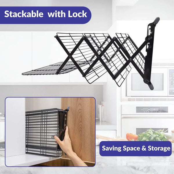 2/3/4-Tier Upgraded Collapsible Cooling Rack with Adjustable 3 Setting Design Stackable Roasting Cooking Drying Wire Cooling Rack for Cookies Baking Gifts for Women5