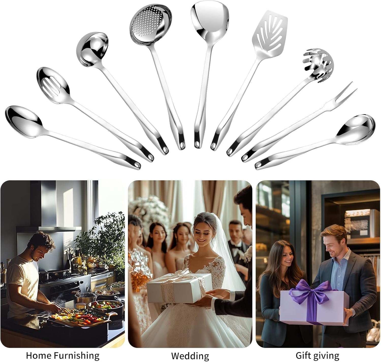 304-stainless-steel-kitchen-utensil-set-9pcs-cooking-utensils-metal-kitchen-utensil-spatula-sets-cookware-high-temperature-resistance-kitchen-tool-set-for-hanging-dishwasher-safe-silver