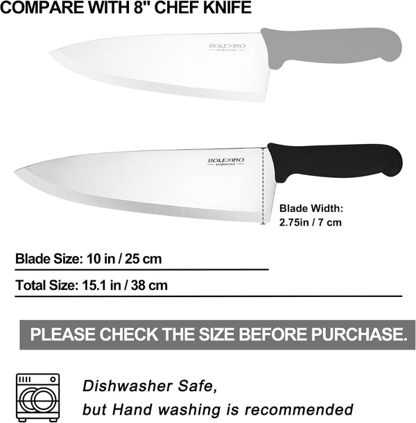 10" Professional Chef Knife, High Carbon Steel, Ergonomic (Black)7