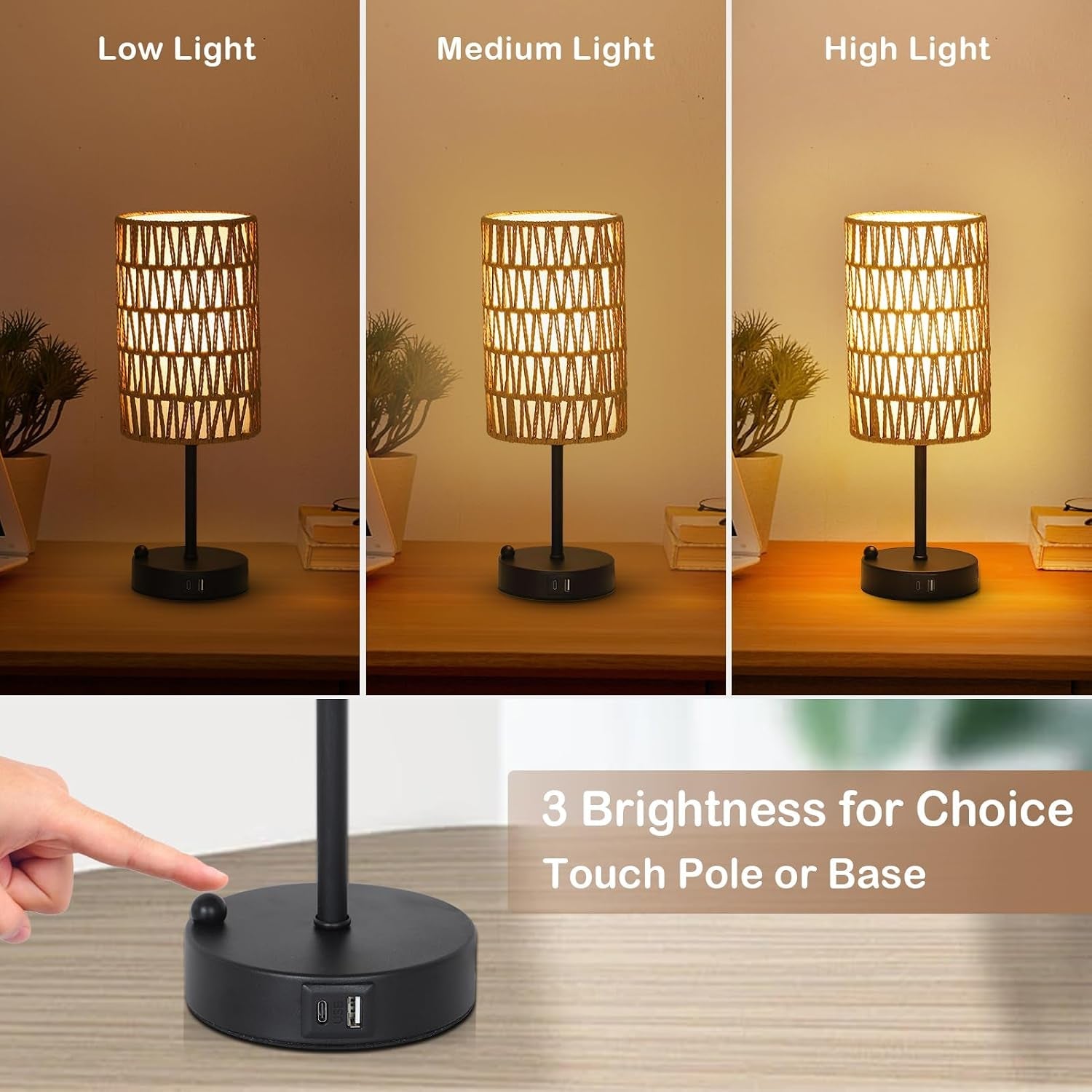touch-table-lamp-for-bedroom-with-bulb-boho-small-desk-lamp-for-living-room-with-rattan-linen-shade-3-way-dimmable-bedside-table-lamp-for-nightstand-with-usb-charging-port-phone-stand-for-office