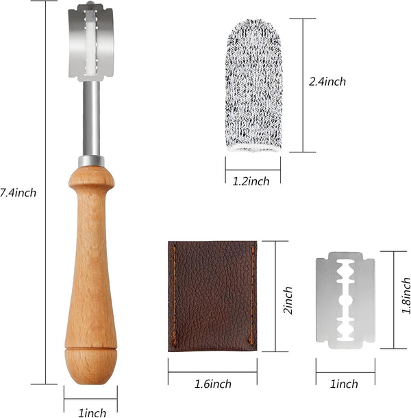 Bread Lame Sourdough Scoring Tool - Dough Scorer Cutter Knife with 10 Stainless Steel Razor Blades, Finger Sleeves and Protective Cover, Essential Baking Supplies for French Baguttes & Homemade Bread6