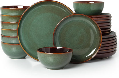 Ceramic Dinnerware Sets for 8, 24Pcs Plates and Bowls Sets Dish Set1