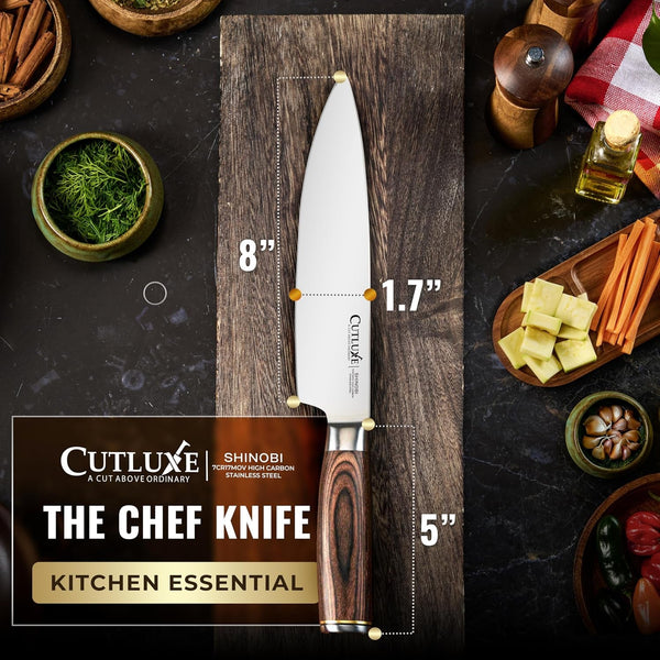 Chef Knife 8" Japanese Kitchen Knife – High Carbon Steel, Full Tang6
