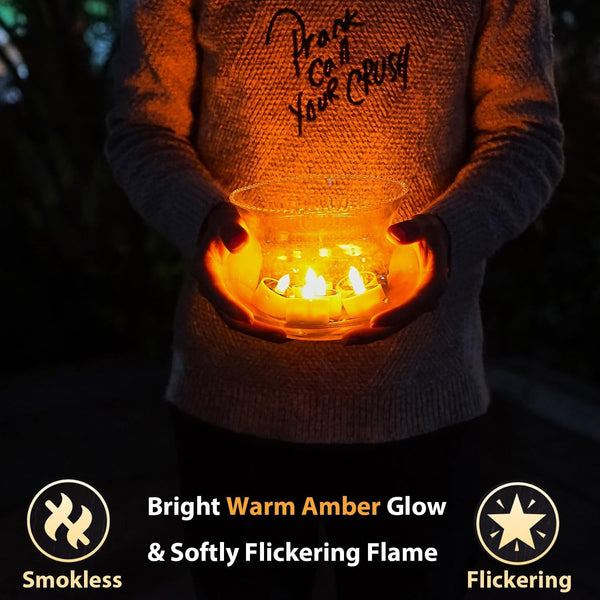Solar Tea Lights Outdoor Waterproof, 8Pcs Rechargeable Dusk to Dawn Little Solar Votive Candles, Flameless Flickering Small Light for Lantern Window DIY Chandelier Patio Deck Garden Decor (Warm Amber)5