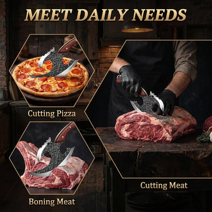 Viking Meat Cleaver Knife, Butcher Kitchen Axe & Sheath Gift for Men5