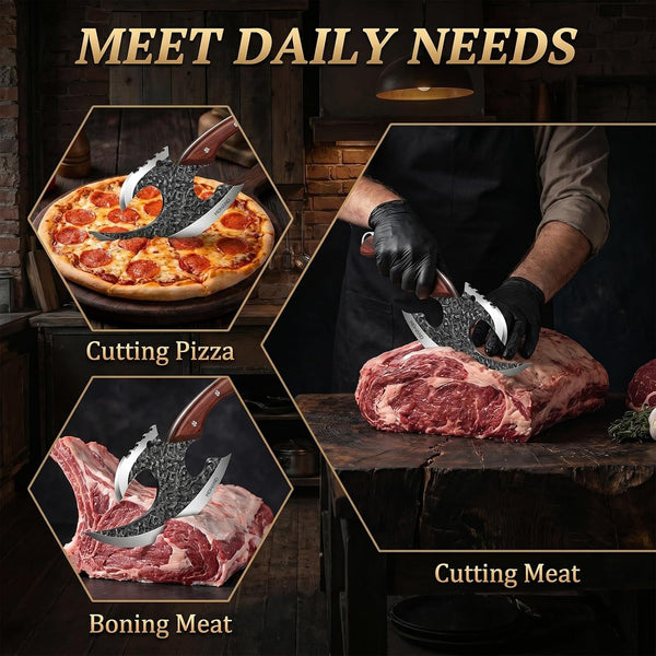 Viking Meat Cleaver Knife, Butcher Kitchen Axe & Sheath Gift for Men5