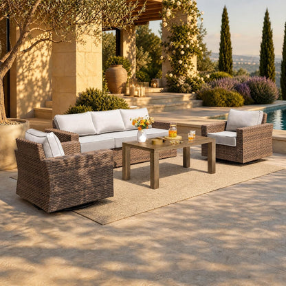 4-Piece Patio Furniture Set with Wide Arm, Grey1