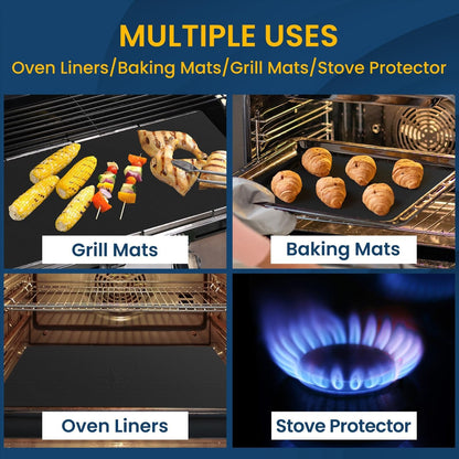 Oven Liner for Bottom of Oven, 2 Pack Heavy Duty Oven Liners for Electric Stove, Heat Resistant Stovetop Protector Air Fryer Grill Mat, Reusable Gas Toaster Microwave Oven Drip Liner Teflon Sheets7