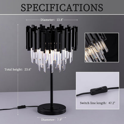 Black Crystal Table Lamp,3 Lights Geometric Table Lamps8