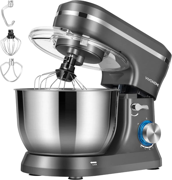 4.75 Quart Stand Mixer, 8 Speed Kitchen Electric Food Mixer, Household Stand Mixer for Baking, Cake, Bread with Beater, Dough Hook, Wire Whip and Egg Separator, Gray1