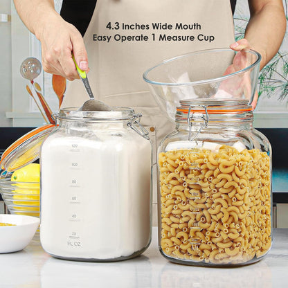 1.1 Gallon Wide Mouth Airtight Glass Storage Containers with Lids | 100% Airtight Lid, Flour Storage, Kombucha, Bulk Pantry Organization, Measurement Marks, Pickling, Fermenting, Snacks2