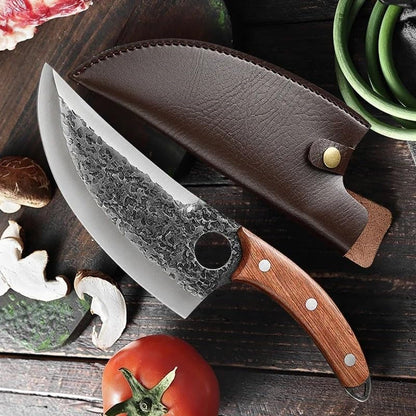 Meat Cleaver, 7.1 Inch Hand Forged Knife High Carbon Clad Steel Meat Fish Vegetables Butcher Boning Cleaver Viking Knife with Cover6