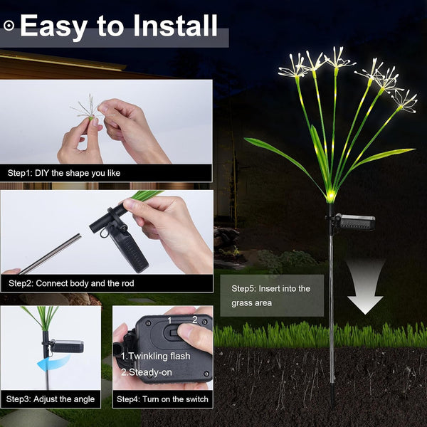 Solar Garden Lights Outdoor: 2-Pack DIY Yard Decor Warmwhite3