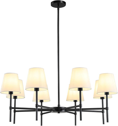 Dining Room Chandeliers Light - Modern Black Chandelier, 8-Light Metal Farmhouse Dining Room Light Fixture, Hanging Pendent Lighting for Kitchen Living Room Foyer7