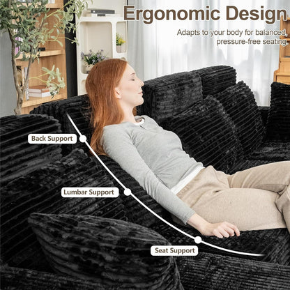 Boneless Couches for Living Room 134" U-Shape Oversized with Chaise, Modern Modular Sectional Comfy Floor U-Shape Cloud Couch, Deep Seat, No Assembly Required (Black)5
