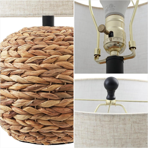 Camilo Coastal Woven Rattan Globe Table Lamp 21.5", Brown7