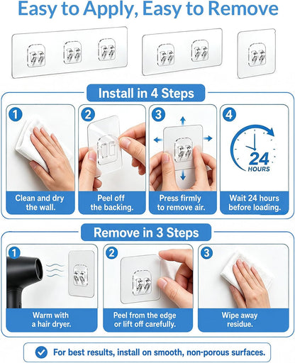 Shower Caddy Adhesive Replacement, 14 Pack Mixed Hook Set6