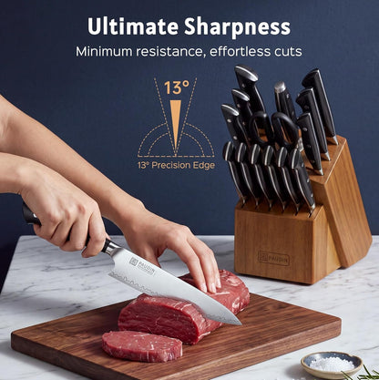 Kitchen Knife Set with Block, 16-Piece Razor Sharp Chef Knife Set6