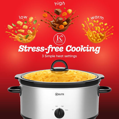 7 Quart Slow Cooker for Large Families, Stainless Steel Crock Pot with 3 Heat Settings, Dishwasher-Safe Ceramic Pot & Tempered Glass Lid4